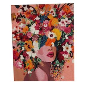Hobby Lobby Diamond Art Finished Floral Woman Portrait Wall Decor 16x20 Glamour